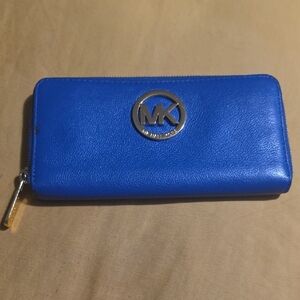 Michael Kors Vibrant Blue Zip-Around Wallet